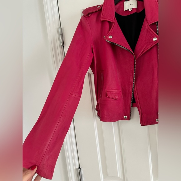 IRO Pink Leather Moto Jacket - Picture 6 of 7